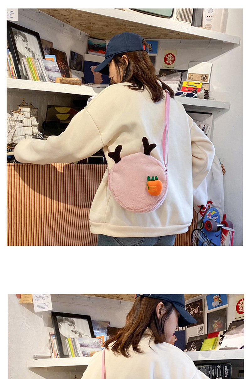 Fashion Pink Small Antlers Radish Plush Shoulder Bag,Shoulder bags