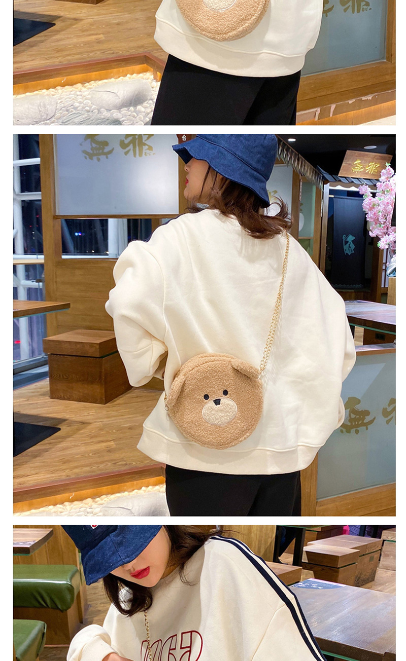 Fashion Light Brown Dummy Cute Bear Head Single Shoulder Diagonal Bag,Shoulder bags