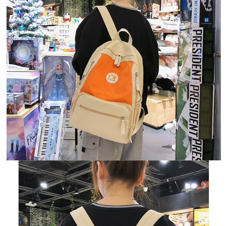 Fashion Orange Stitched Contrast Backpack,Backpack