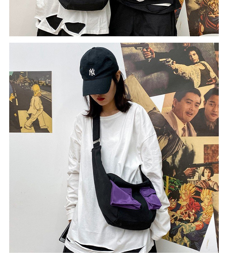 Fashion Blue Multi-pocket Contrast Crossbody Bag,Shoulder bags