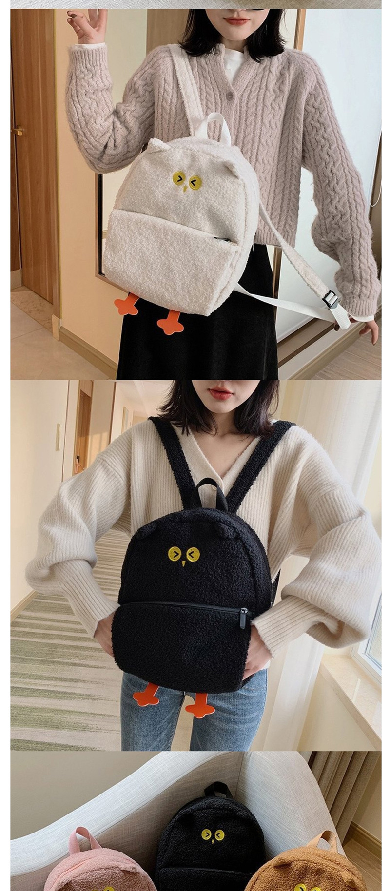Fashion White Plush Owl Backpack,Backpack