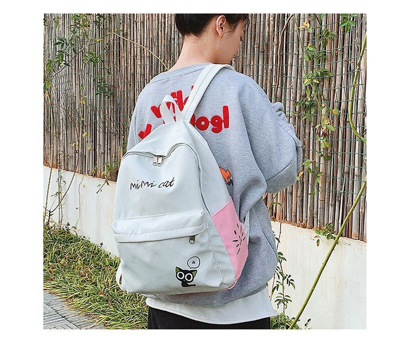 Fashion Pink Cute Cat Letter Stitching Backpack,Backpack