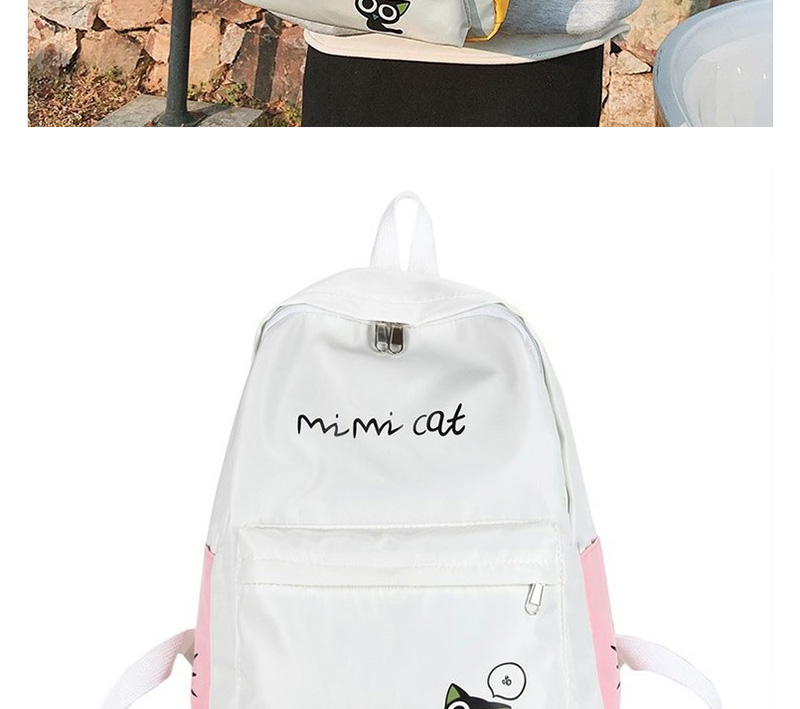 Fashion Light Grey Cute Cat Letter Stitching Backpack,Backpack