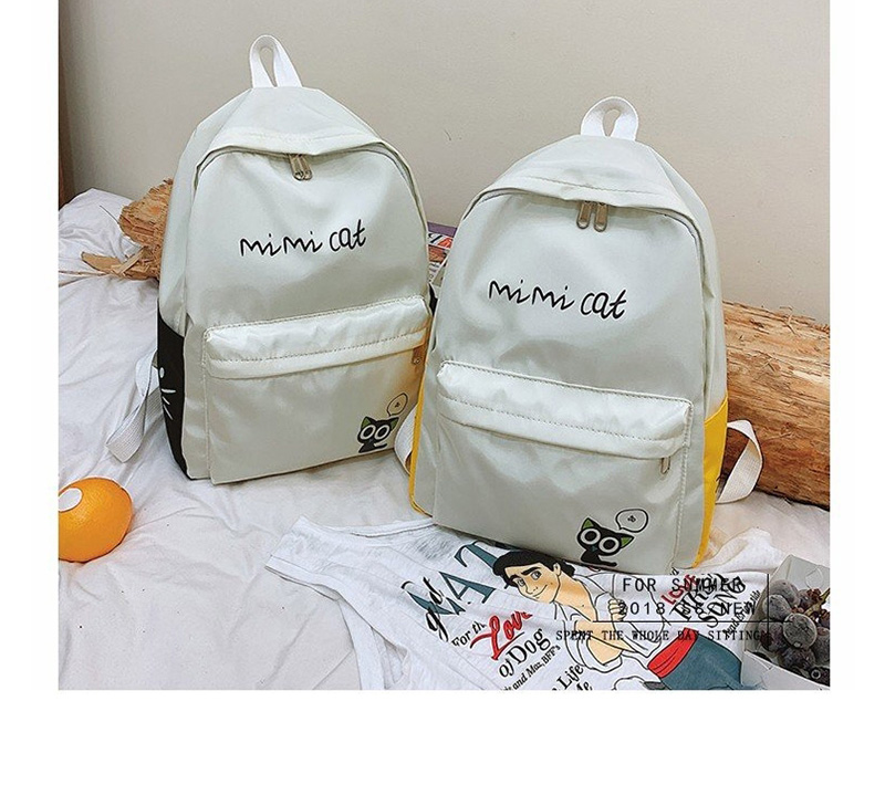 Fashion Black Cute Cat Letter Stitching Backpack,Backpack