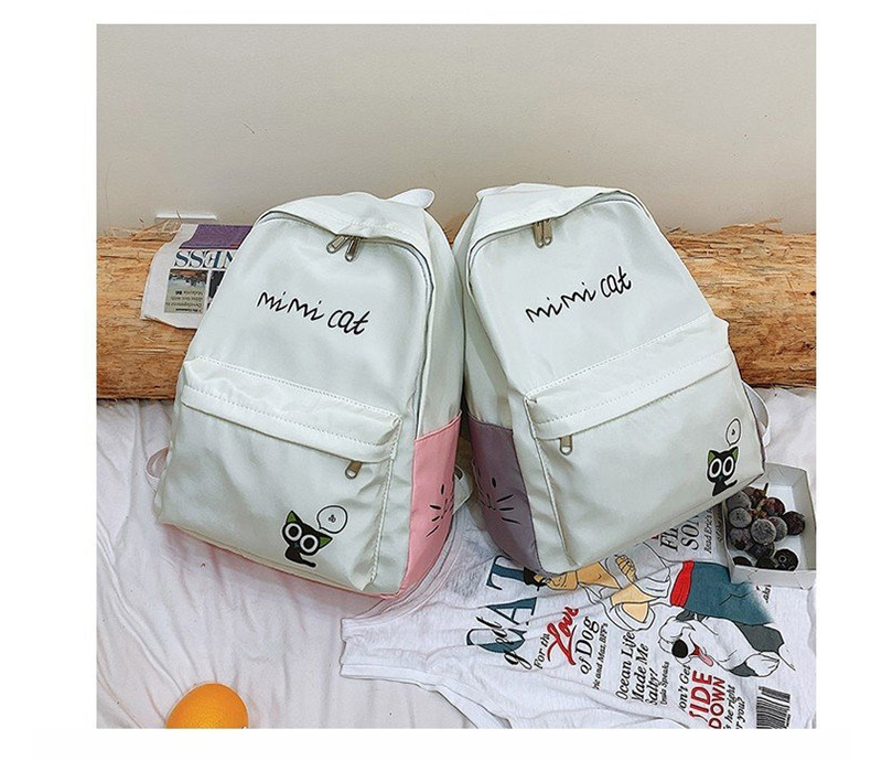 Fashion Pink Cute Cat Letter Stitching Backpack,Backpack