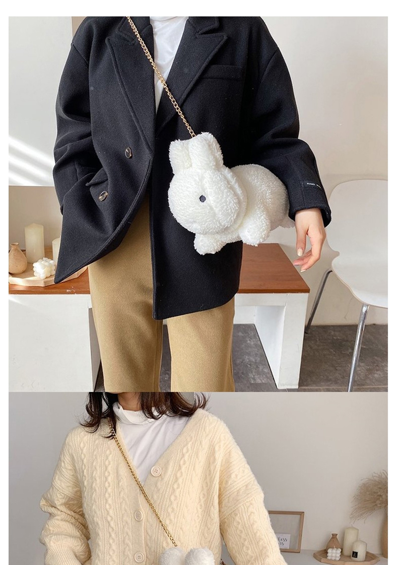 Fashion White Three-dimensional Chain Bunny Crossbody Shoulder Bag,Shoulder bags