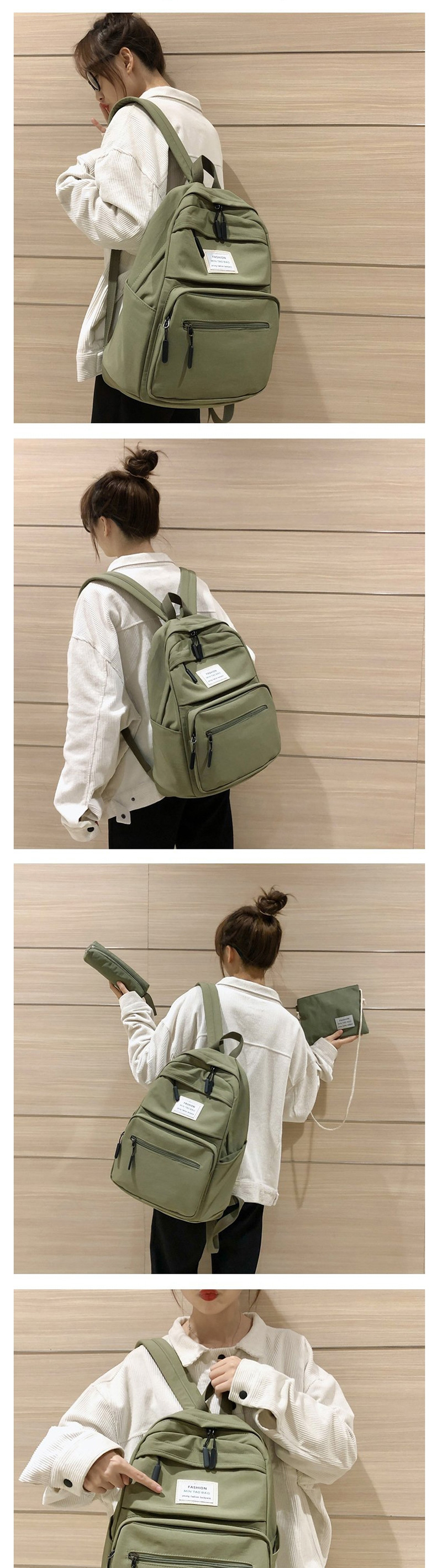 Fashion Dark Green Three-piece Waterproof Backpack,Backpack
