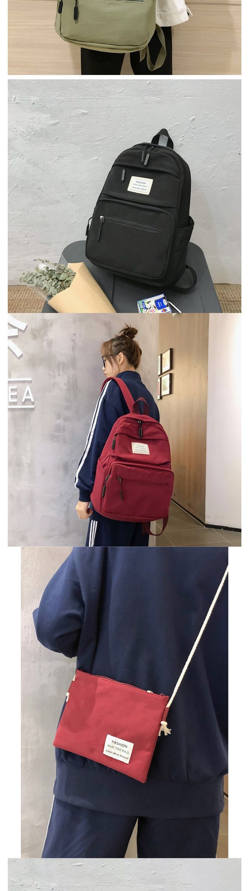 Fashion Red Wine Three-piece Waterproof Backpack,Backpack