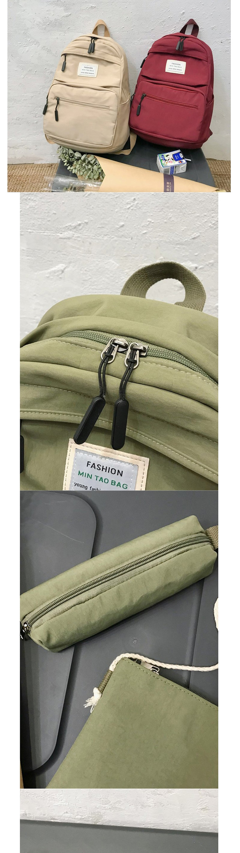 Fashion Light Green Three-piece Waterproof Backpack,Backpack