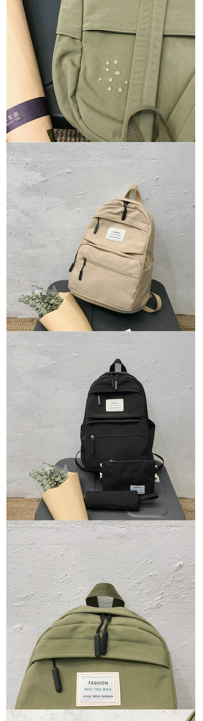 Fashion Black Three-piece Waterproof Backpack,Backpack