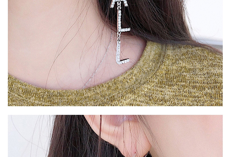 Fashion Silver Diamond Asymmetric Earrings,Drop Earrings