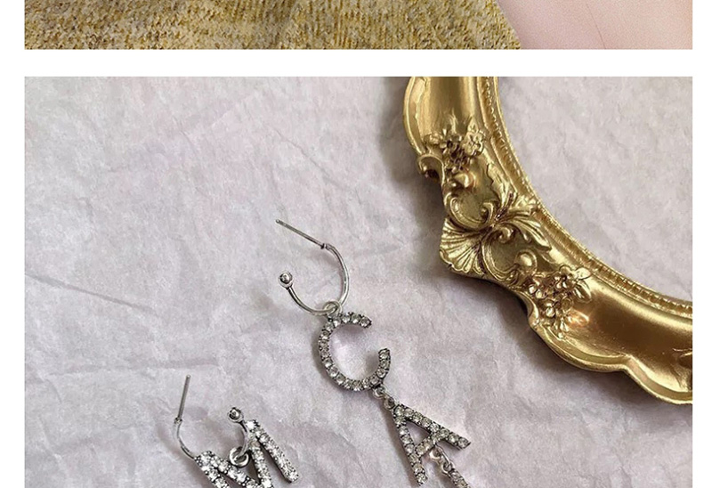 Fashion Silver Diamond Asymmetric Earrings,Drop Earrings