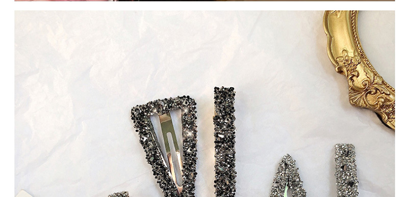 Fashion Gun Black Set Flash Diamond Triangle Hair Clip Set,Hairpins