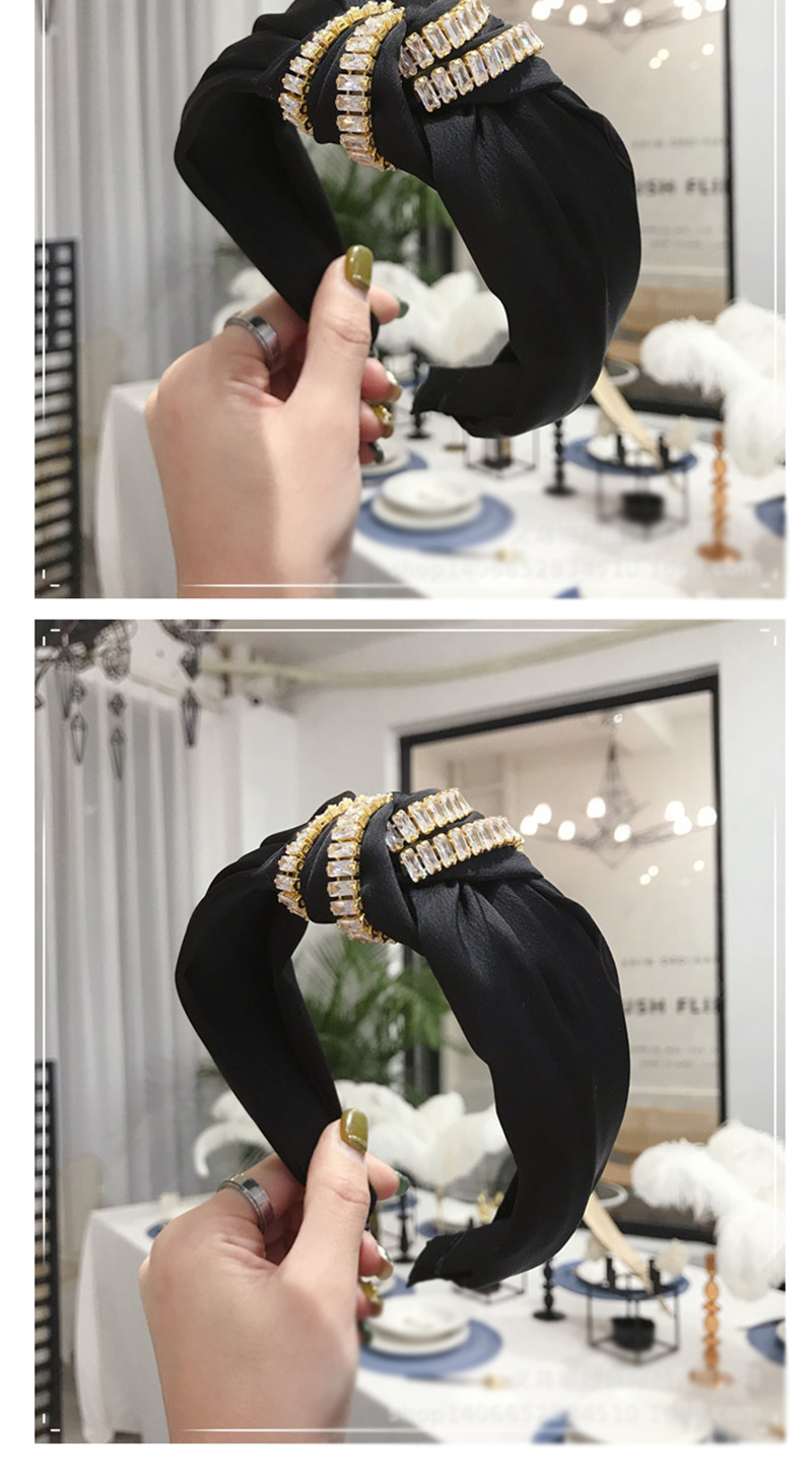Fashion Black Knotted Wide Chain Hoop With Diamonds,Head Band