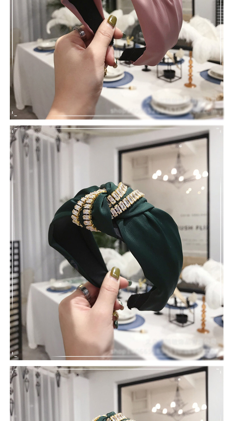 Fashion Green Knotted Wide Chain Hoop With Diamonds,Head Band