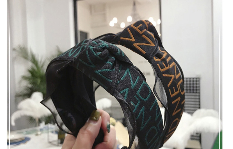 Fashion Green Letter Mesh Gauze With Wide-edged Headband,Head Band