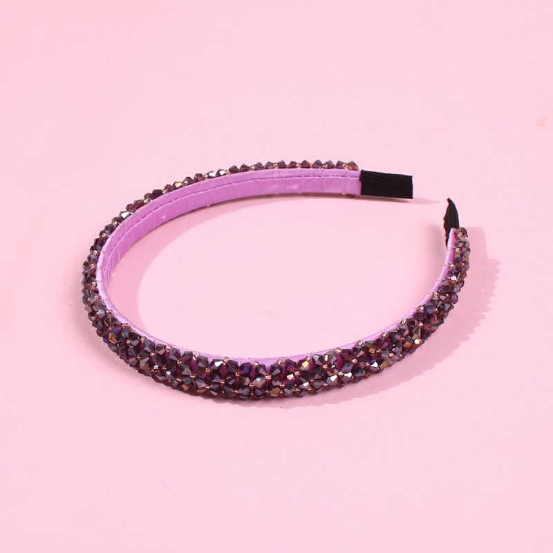 Fashion Pink Necklace With Crystal Beads And Geometric Beads,Head Band