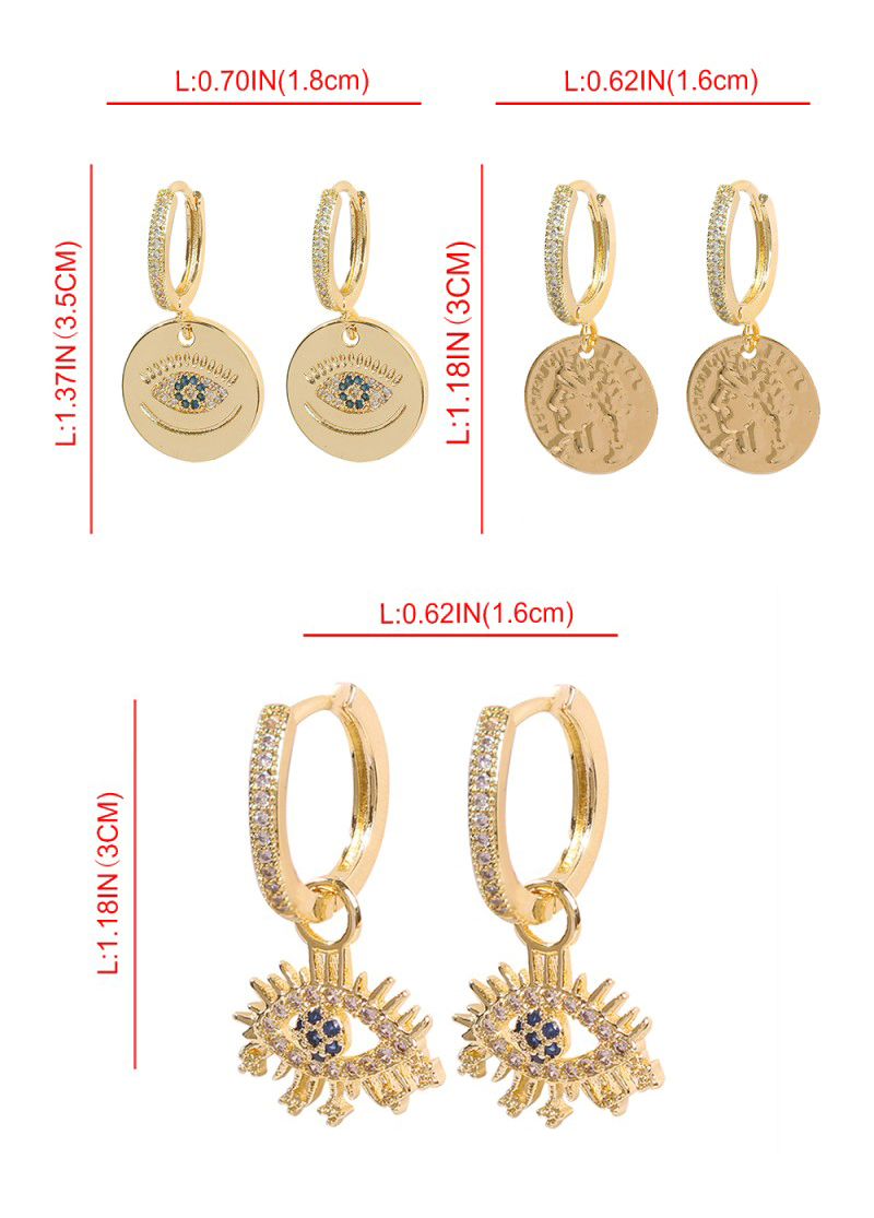 Fashion Round Eyes Embossed Round Earrings With Diamonds,Earrings
