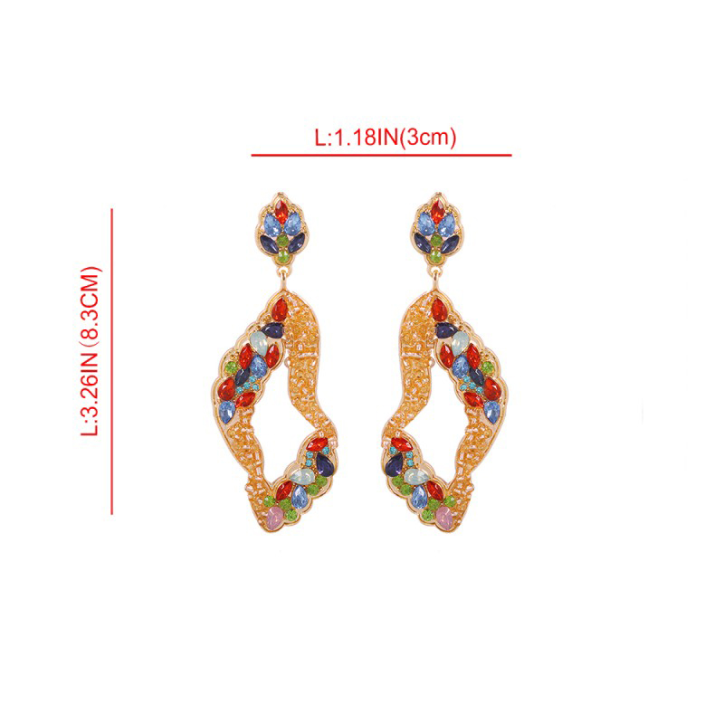 Fashion Gold Color Diamond Diamond Beads Cutout Geometric Earrings,Drop Earrings