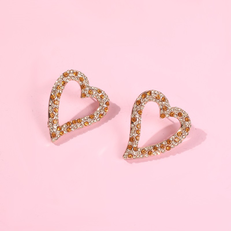 Fashion White Pearl Love Heart Pierced Earrings With Diamonds,Stud Earrings