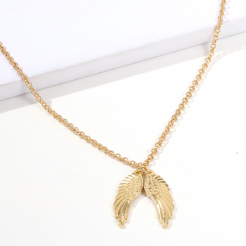 Fashion Golden Alloy Feather Wings Necklace,Pendants