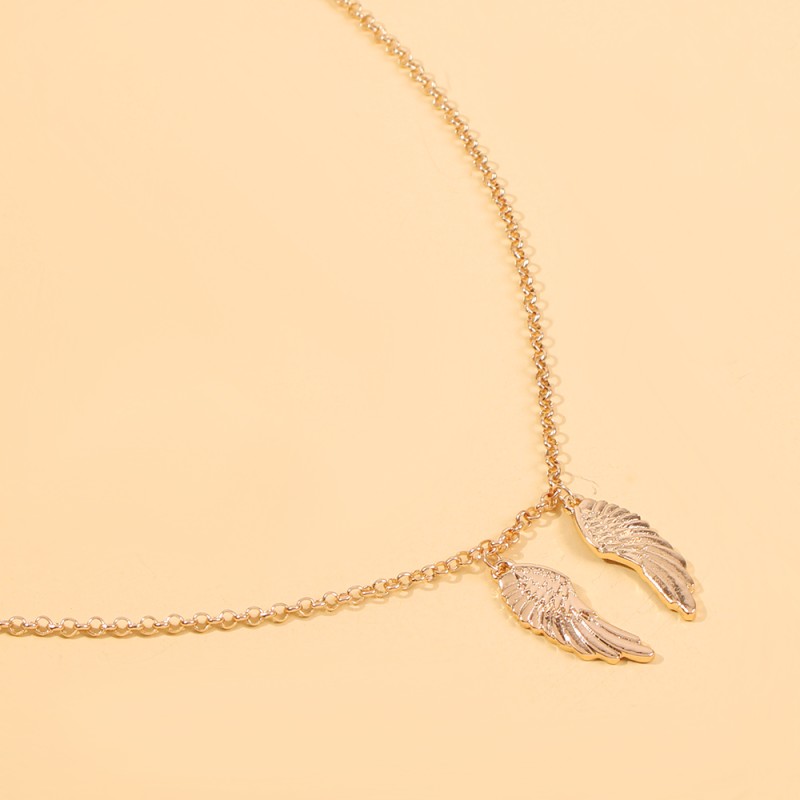 Fashion Golden Alloy Feather Wings Necklace,Pendants