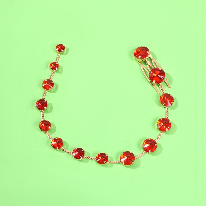 Fashion Round Red Long Round Hair Clip With Diamonds,Hairpins