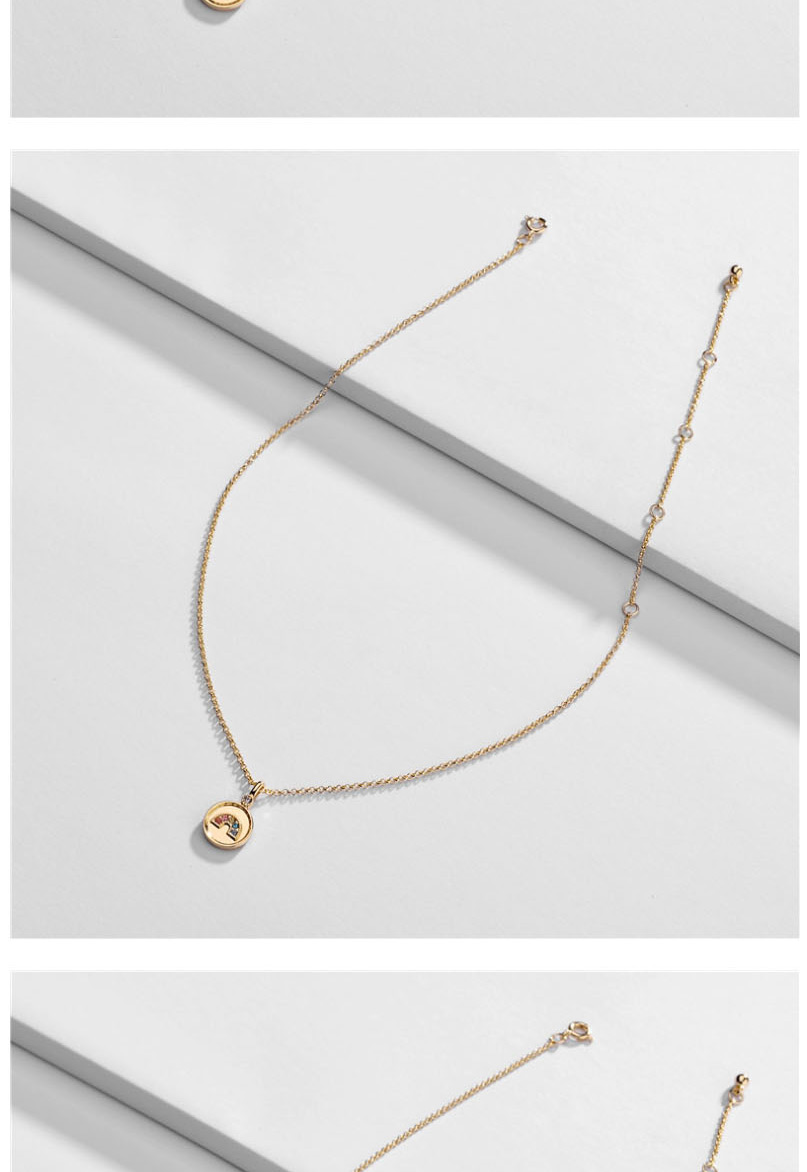 Fashion Golden Alloy Diamond Round Love Necklace,Pendants