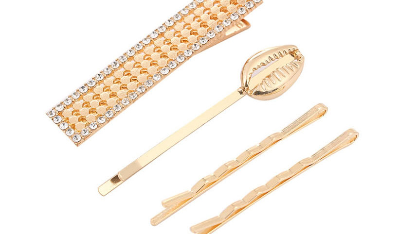 Fashion Silver Geometric Diamond Conch Clip Set,Hairpins