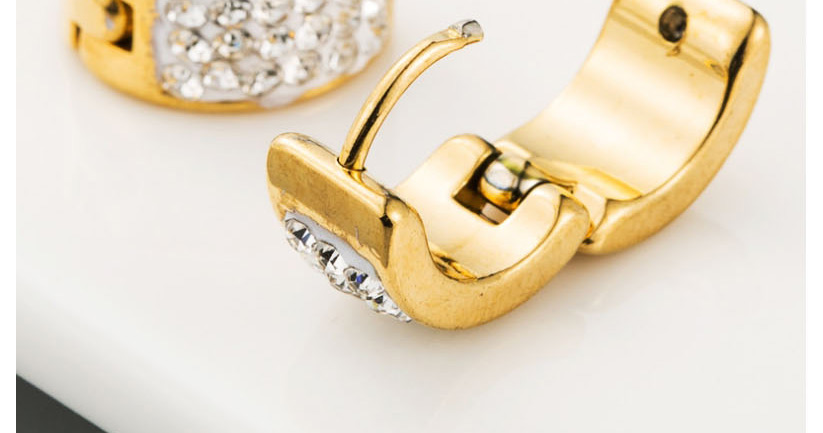 Fashion Golden Round Earrings With Rhinestones,Hoop Earrings