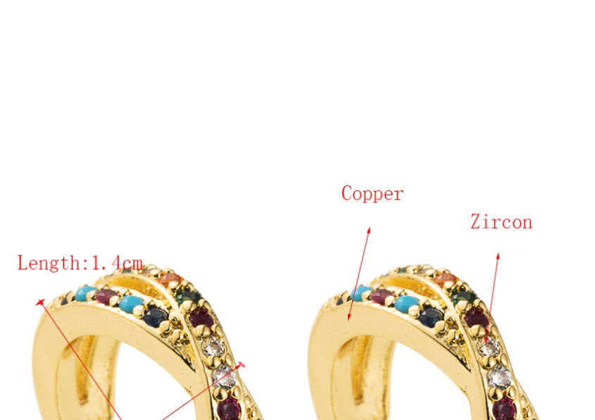 Fashion Color Diamond Cross C-shaped Ear Clip,Earrings