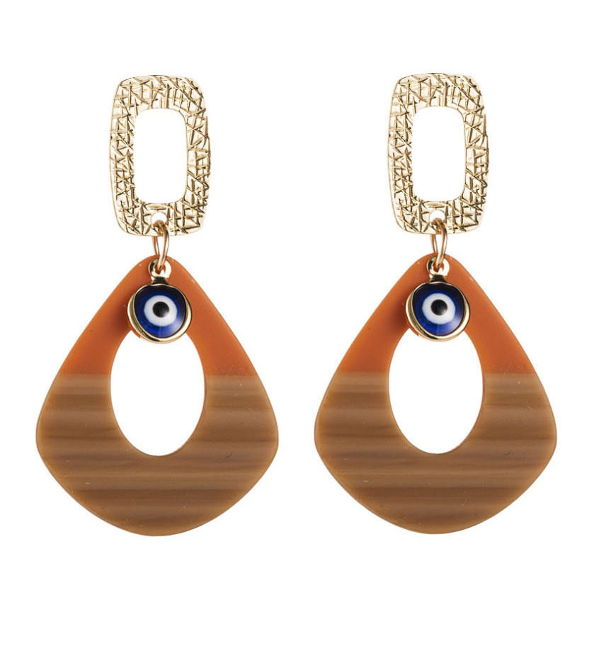 Fashion Brown Dripping Eye Geometric Acrylic Earrings,Drop Earrings