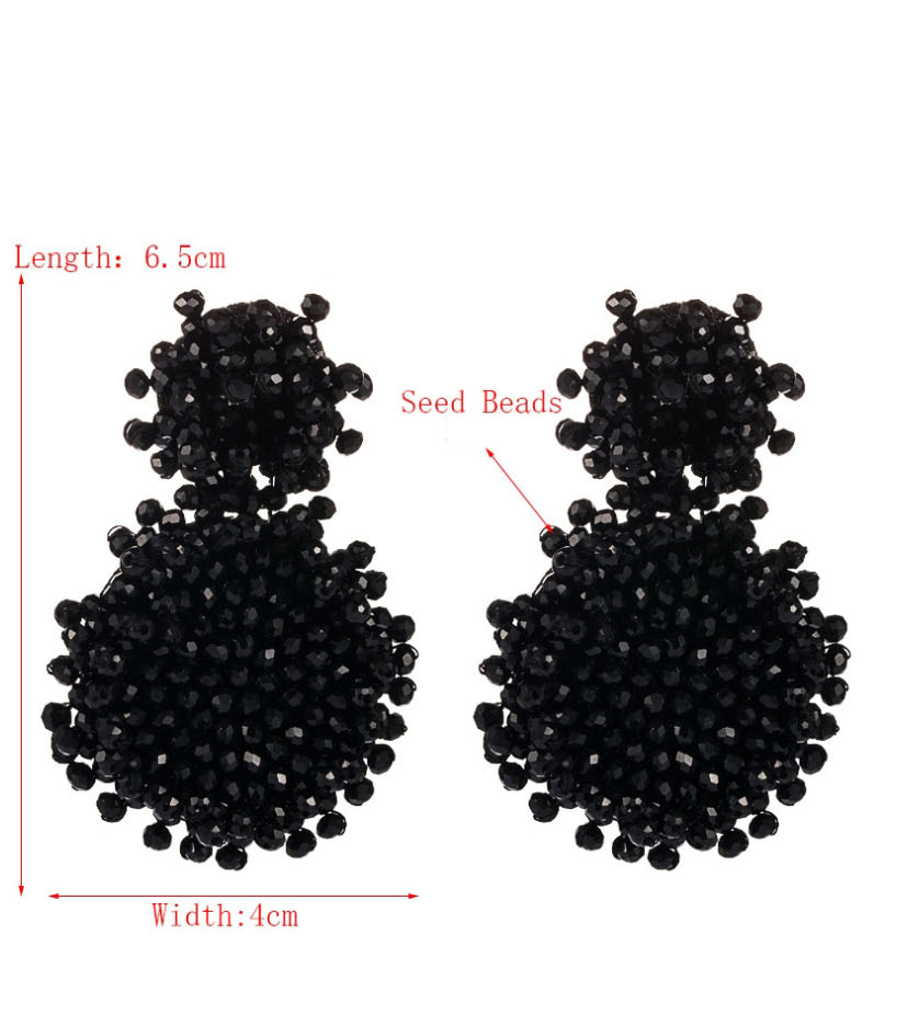 Fashion Black Double Size Round Flannel Handmade Beaded Earrings,Drop Earrings