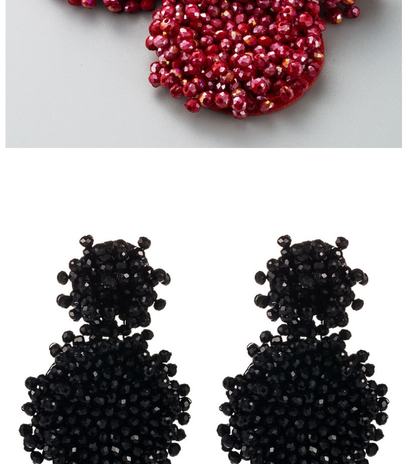Fashion Black Double Size Round Flannel Handmade Beaded Earrings,Drop Earrings