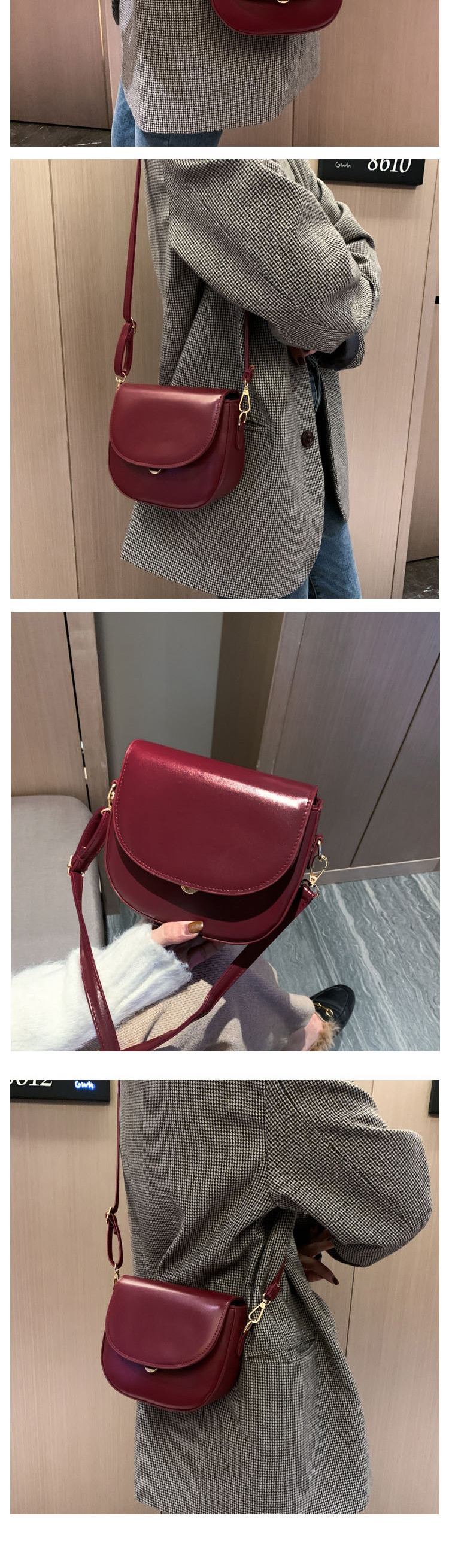 Fashion Black Semi-flap Flap Lock Shoulder Crossbody Bag,Shoulder bags