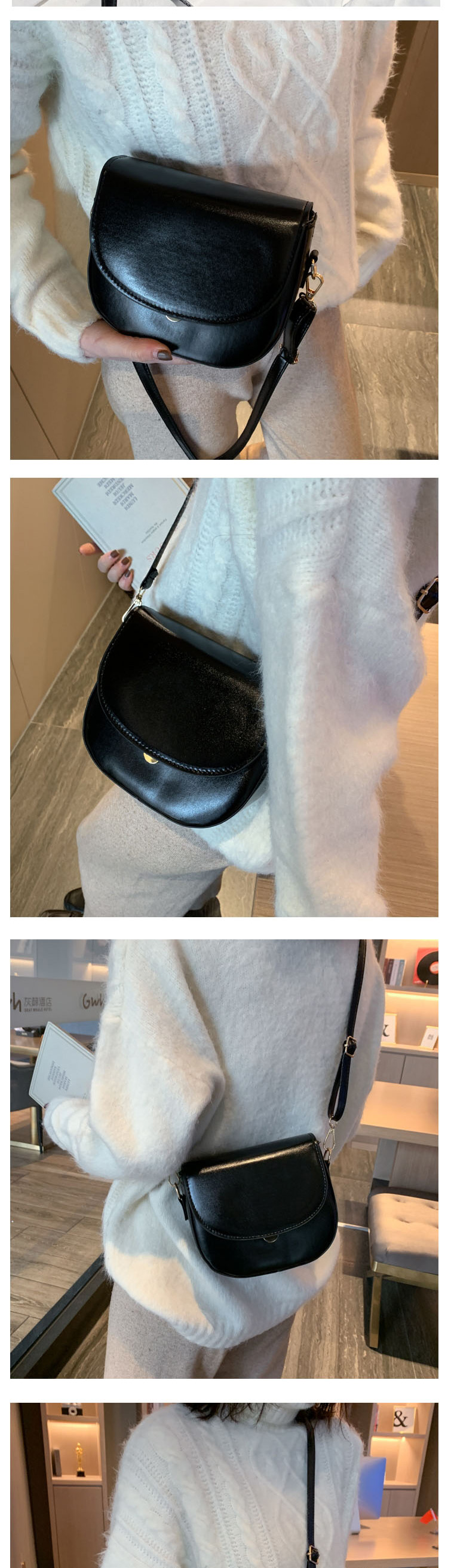 Fashion Red Semi-flap Flap Lock Shoulder Crossbody Bag,Shoulder bags