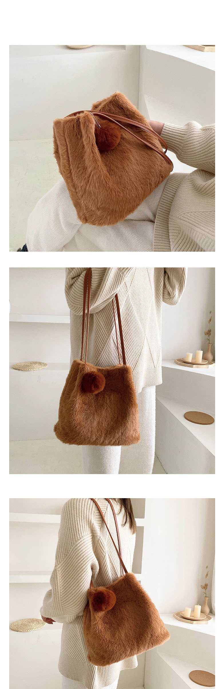 Fashion Pink Lamb Wool Shoulder Bag,Shoulder bags