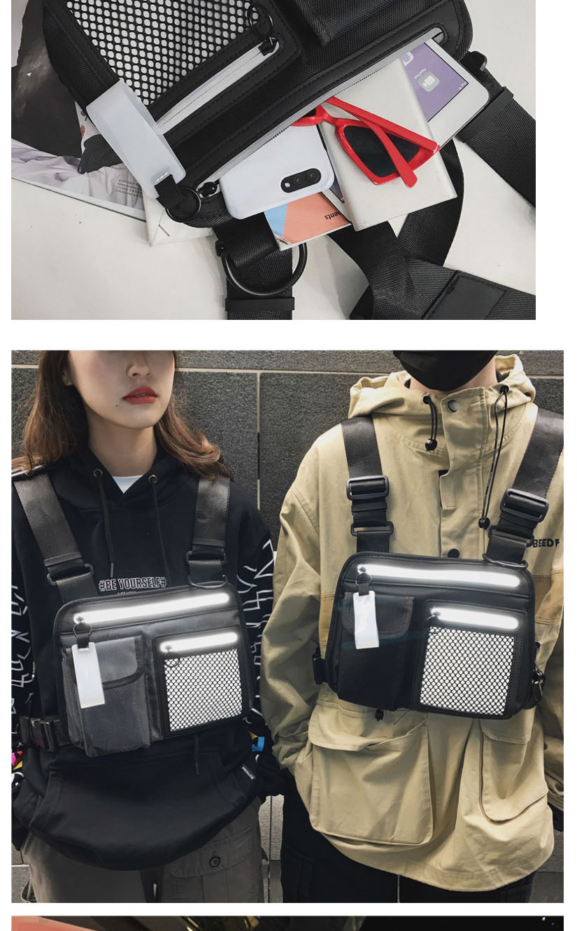 Fashion Black Reflective Tooling Mesh Vest Bag,Backpack