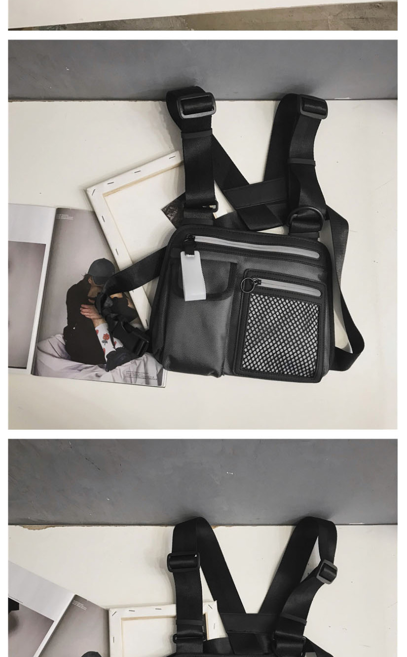 Fashion Gray Reflective Tooling Mesh Vest Bag,Backpack