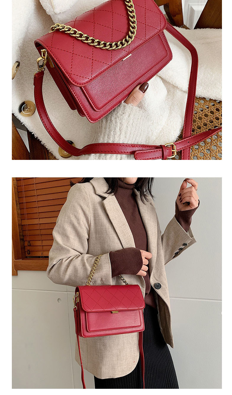 Fashion Red Chain Rhombus Stitch Shoulder Bag,Shoulder bags