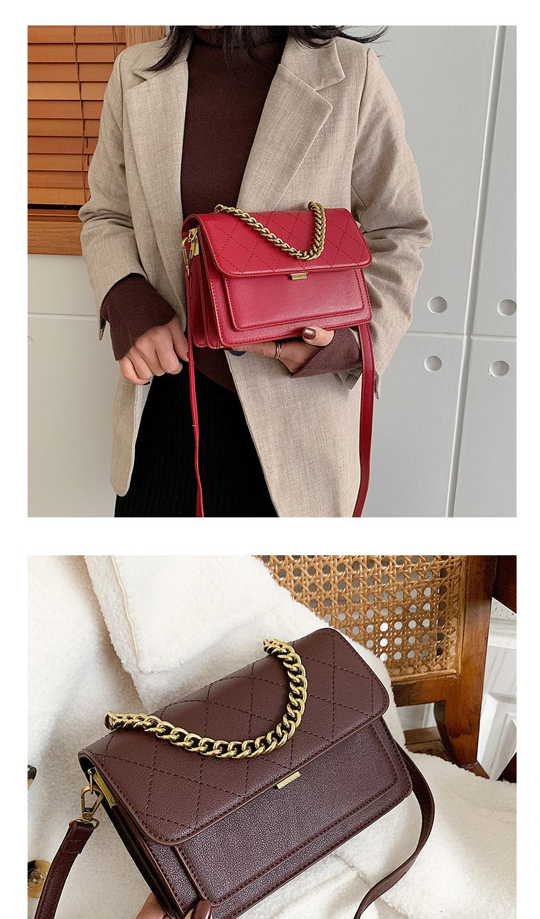 Fashion Brown Chain Rhombus Stitch Shoulder Bag,Shoulder bags