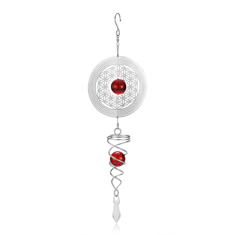 Fashion Silver Geometric Round Hollow Crystal Ball Wind Chimes,Household goods