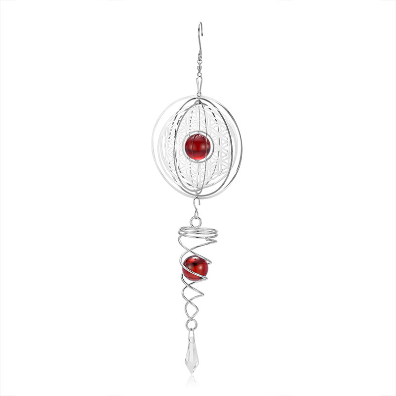 Fashion Silver Geometric Round Hollow Crystal Ball Wind Chimes,Household goods