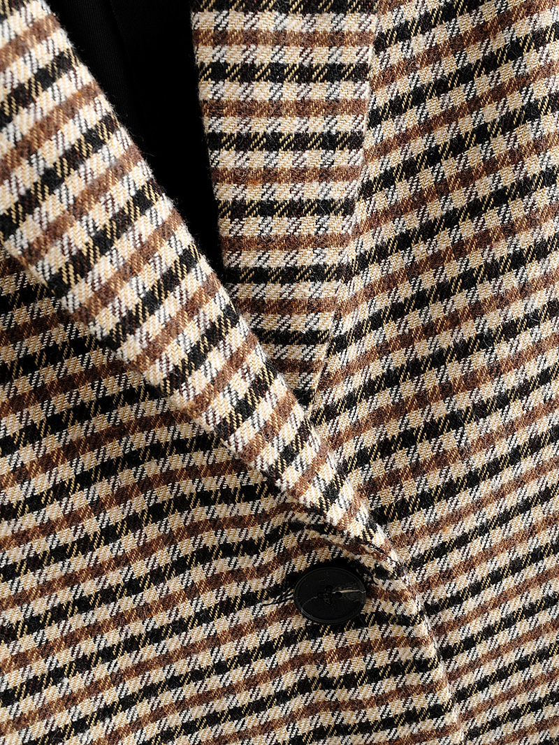Fashion Brown Houndstooth Blazer,Coat-Jacket