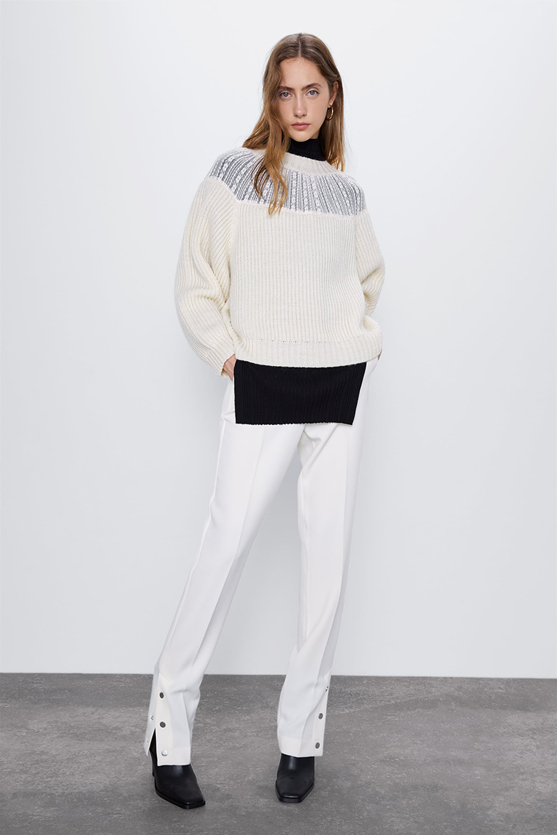 Fashion Creamy-white Patchwork Lace Sweater,Sweater