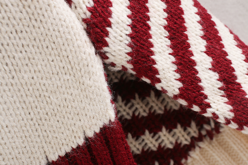 Fashion Red Plaid Stitching Sweater,Sweater