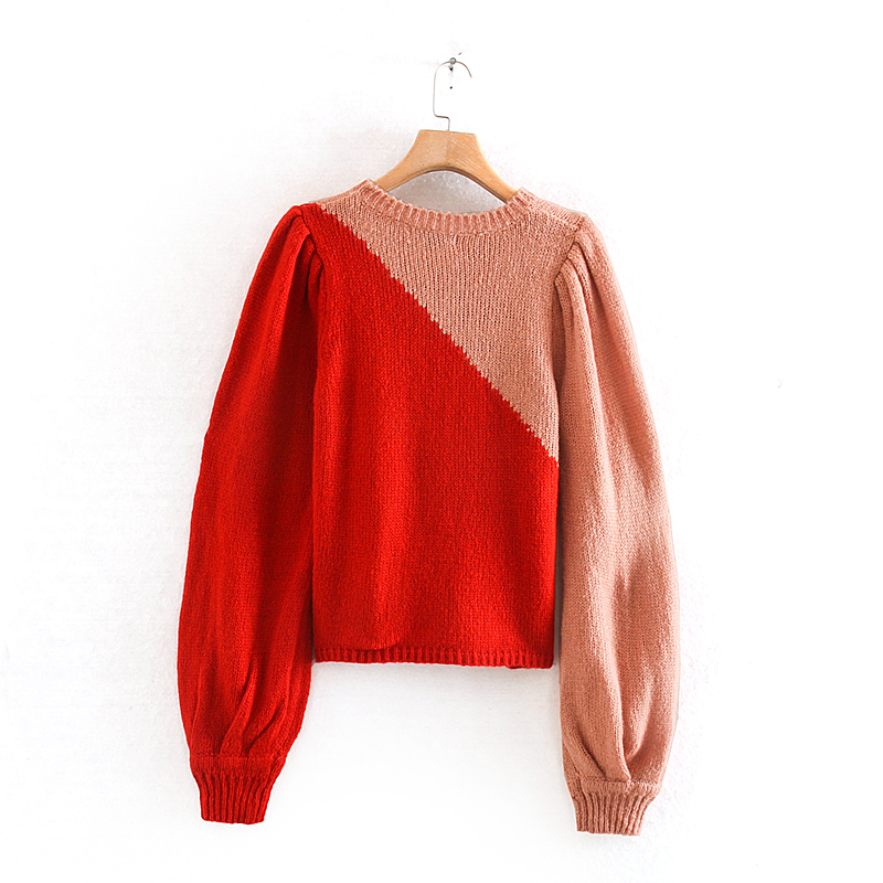 Fashion Color Contrast Contrast Wool Sweater,Sweater