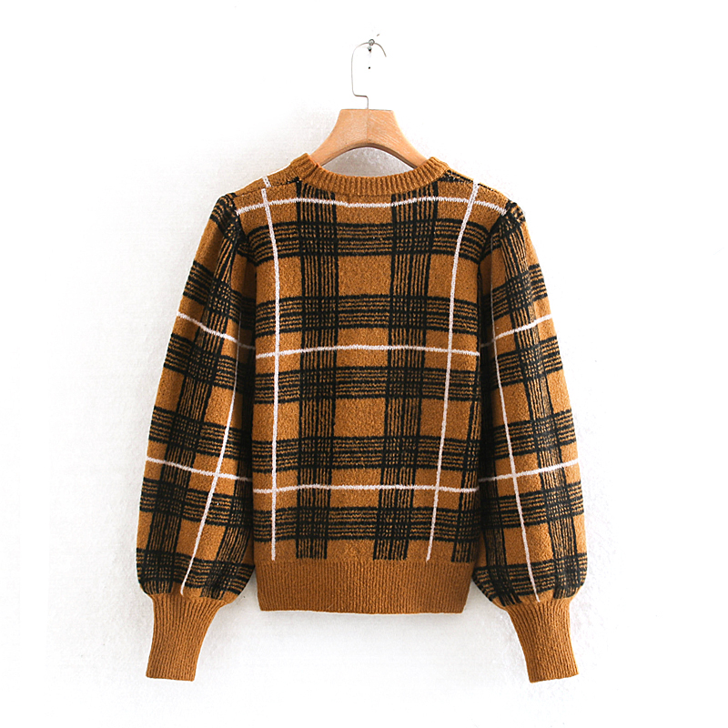 Fashion Color Plaid Sweater,Sweater