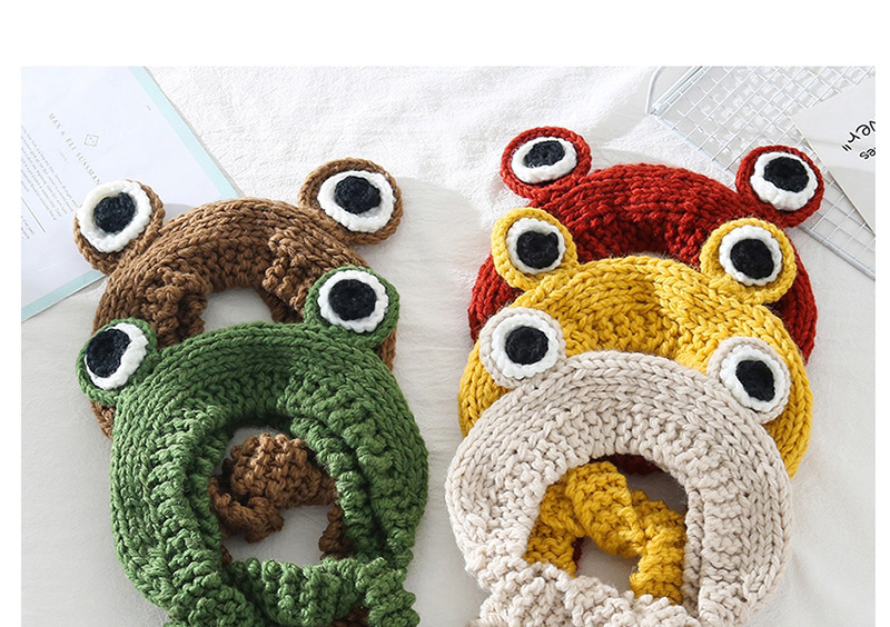 Fashion Beige Frog Frog Wool Big Eyes Knitted Hat,Knitting Wool Hats