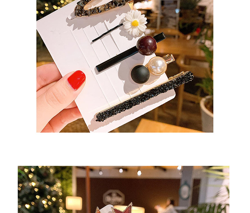 Fashion Japanese Match Pearl Star Small Daisy Hair Clip Set,Hairpins